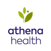 athenahealth logo with green leaves above navy blue text.