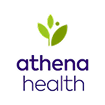 athenahealth logo with green leaves above navy blue text.