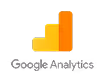 Google Analytics logo with orange and yellow bar chart icon above the text.