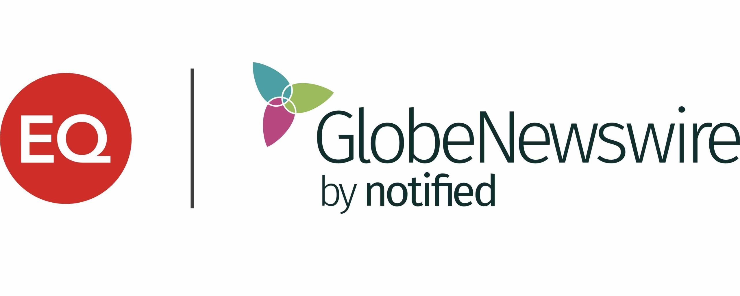 EQ logo next to GlobeNewswire by notified logo with a three-petal colorful icon.