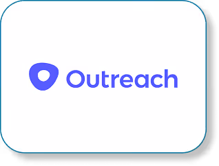 Outreach company logo with a stylized location pin icon in purple.