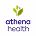 Athena Health logo with lowercase blue text and three stylized blue and green figures above the text, representing people.