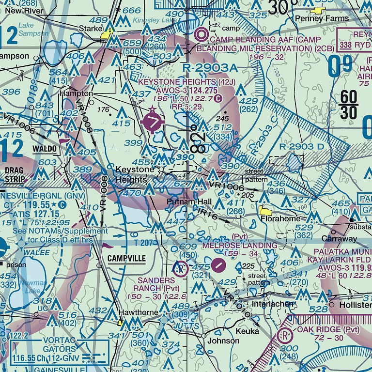 VFR sectional chart around Keystone Heights Airport (42J)