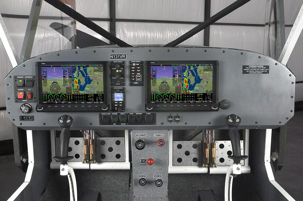 Full Vashon Ranger R7 instrument panel with dual Dynon SkyView HDX screens