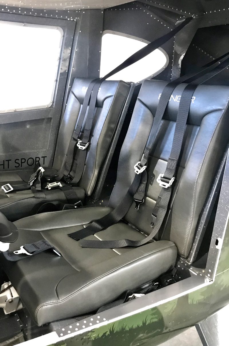 Side-by-side seats with five-point harnesses in the Vashon Ranger R7 cabin