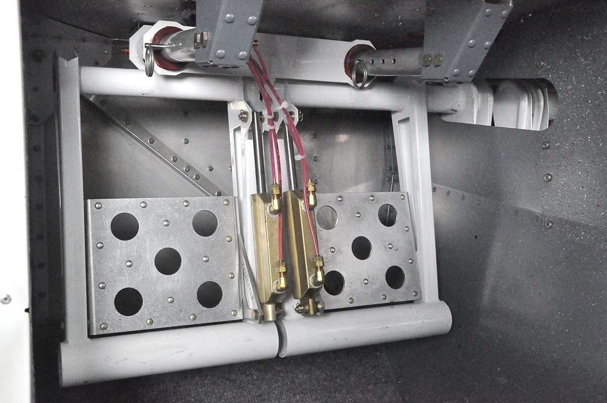 Adjustable rudder pedal mechanism in the Vashon Ranger R7