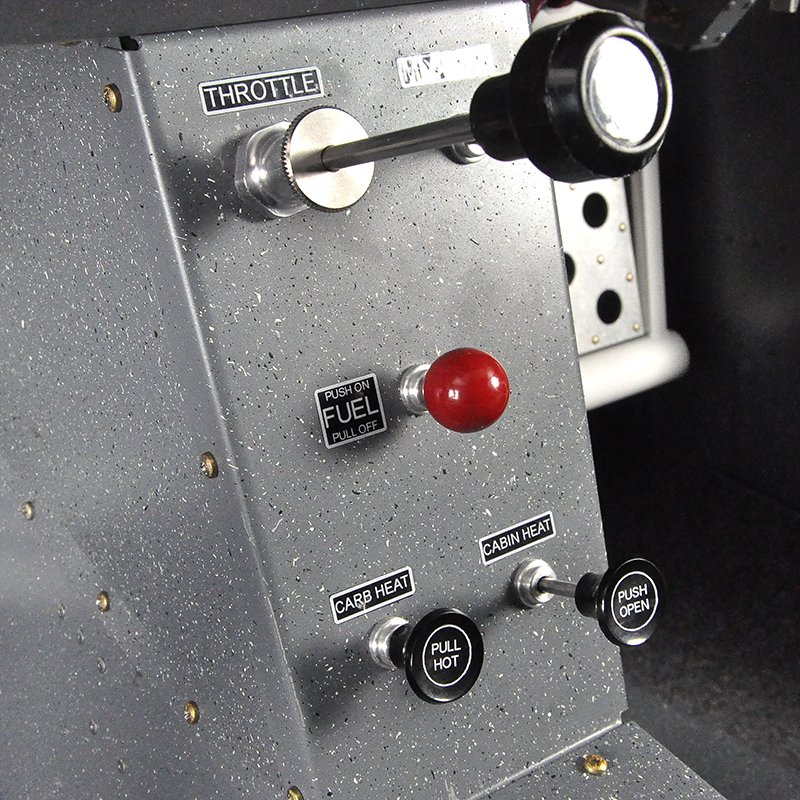Throttle and engine controls in the Vashon Ranger R7 cockpit.