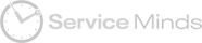 ServiceMinds company logo with a blue clock symbol to the left and the text 'ServiceMinds' in gray and blue.