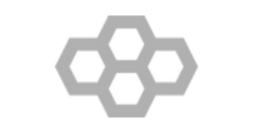 Black hexagon icon with rounded corners inside a circular border.