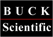 Buck Scientific logo with white text on a black background.