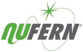 Nufern company logo with stylized text and an orbiting star-like shape.