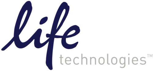 Life Technologies logo with stylized 'life' in script and 'technologies' in lowercase letters.