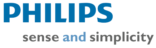 Philips logo with the tagline 'sense and simplicity'.