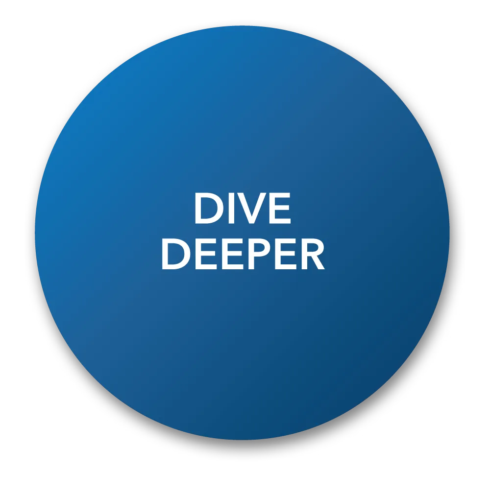 Blue circular button with white text reading 'DIVE DEEPER' in the center.