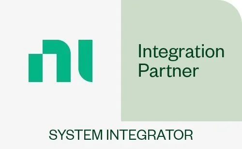NI logo with text 'Integration Partner' and 'SYSTEM INTEGRATOR' below.