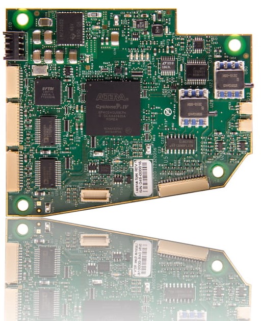 Presco-built circuit board with an FPGA and supporting components.