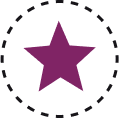 An illustration of a star inside a dotted circle.