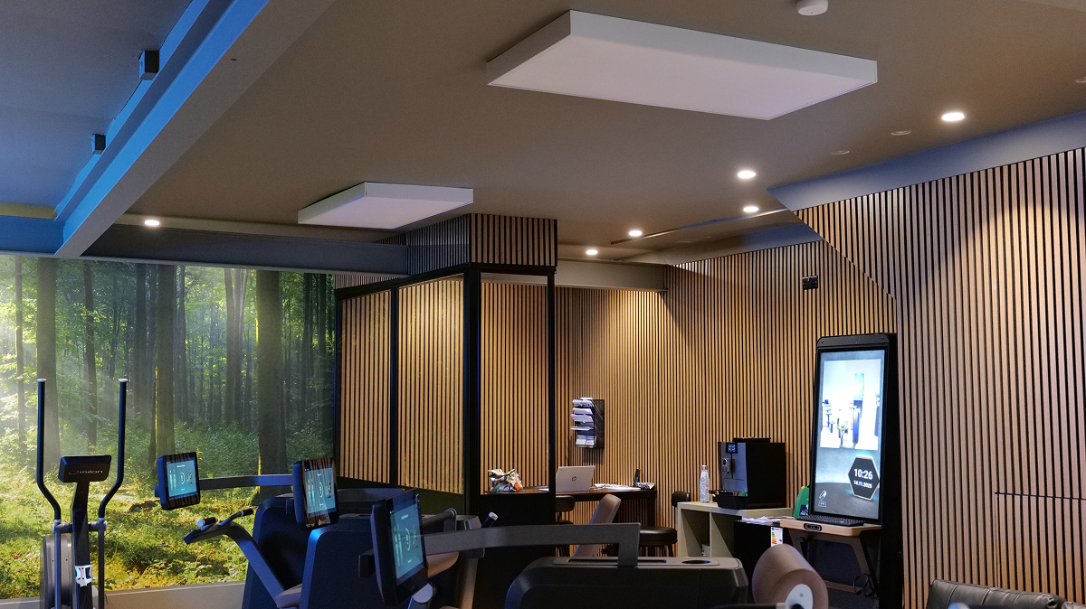 Lighting installation for Studio35 gym in Romford area with spotlights to highlight key features of the space