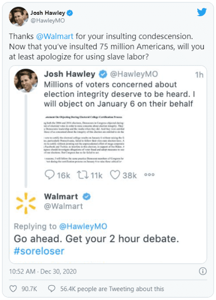 Walmart #Soreloser #Hawley