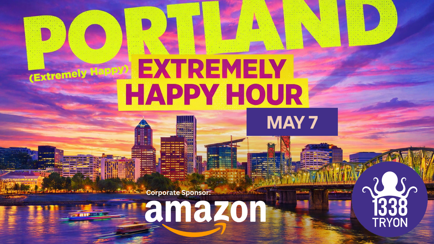 City Skyline with words Portland Extremely Happy, Happy Hour