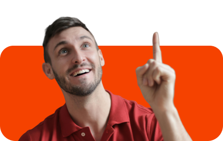 person with finger up