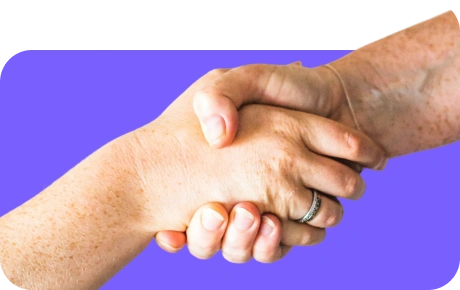 handshake on a purple background