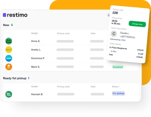 Restimo ordering system screenshot