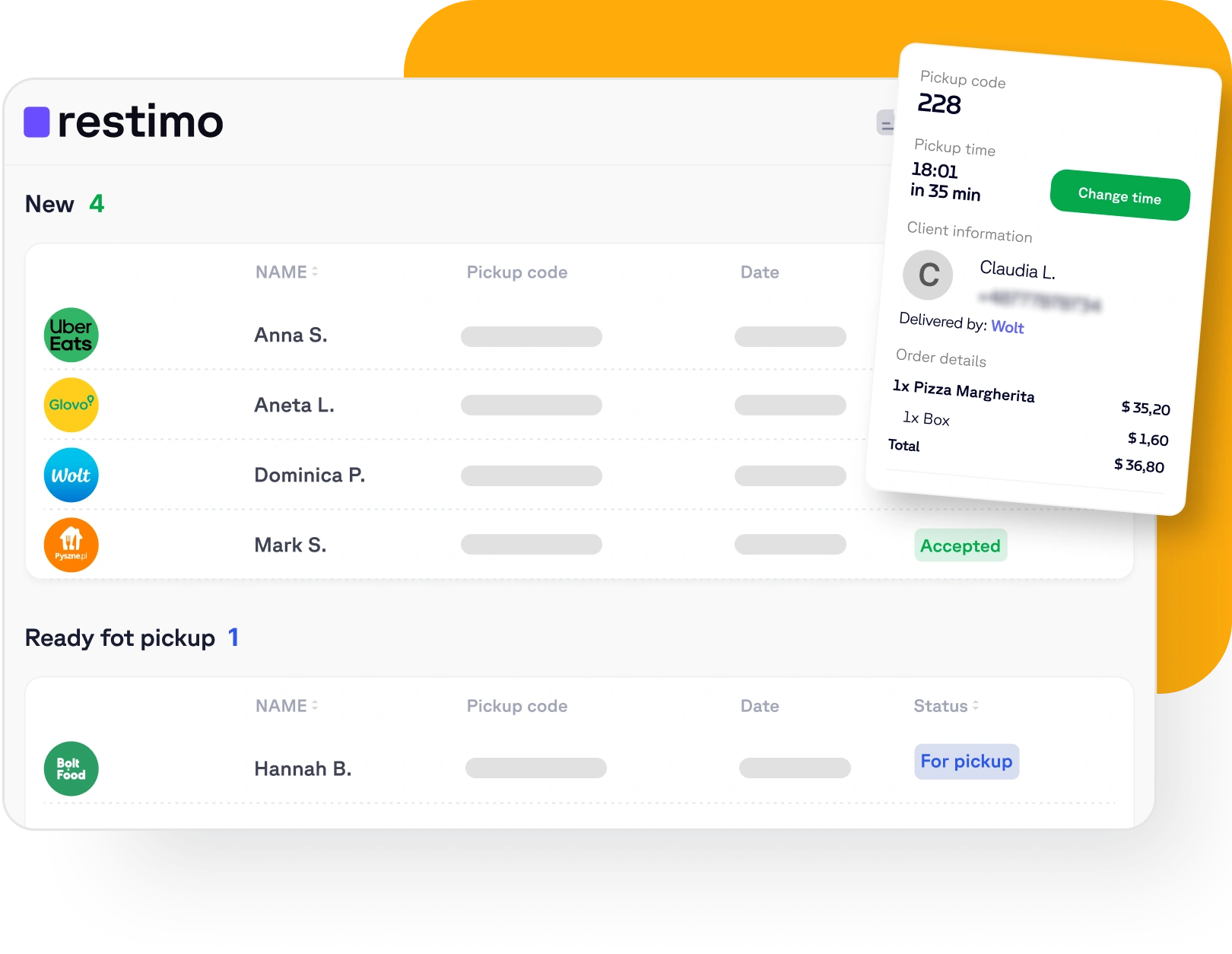 Restimo ordering system screenshot