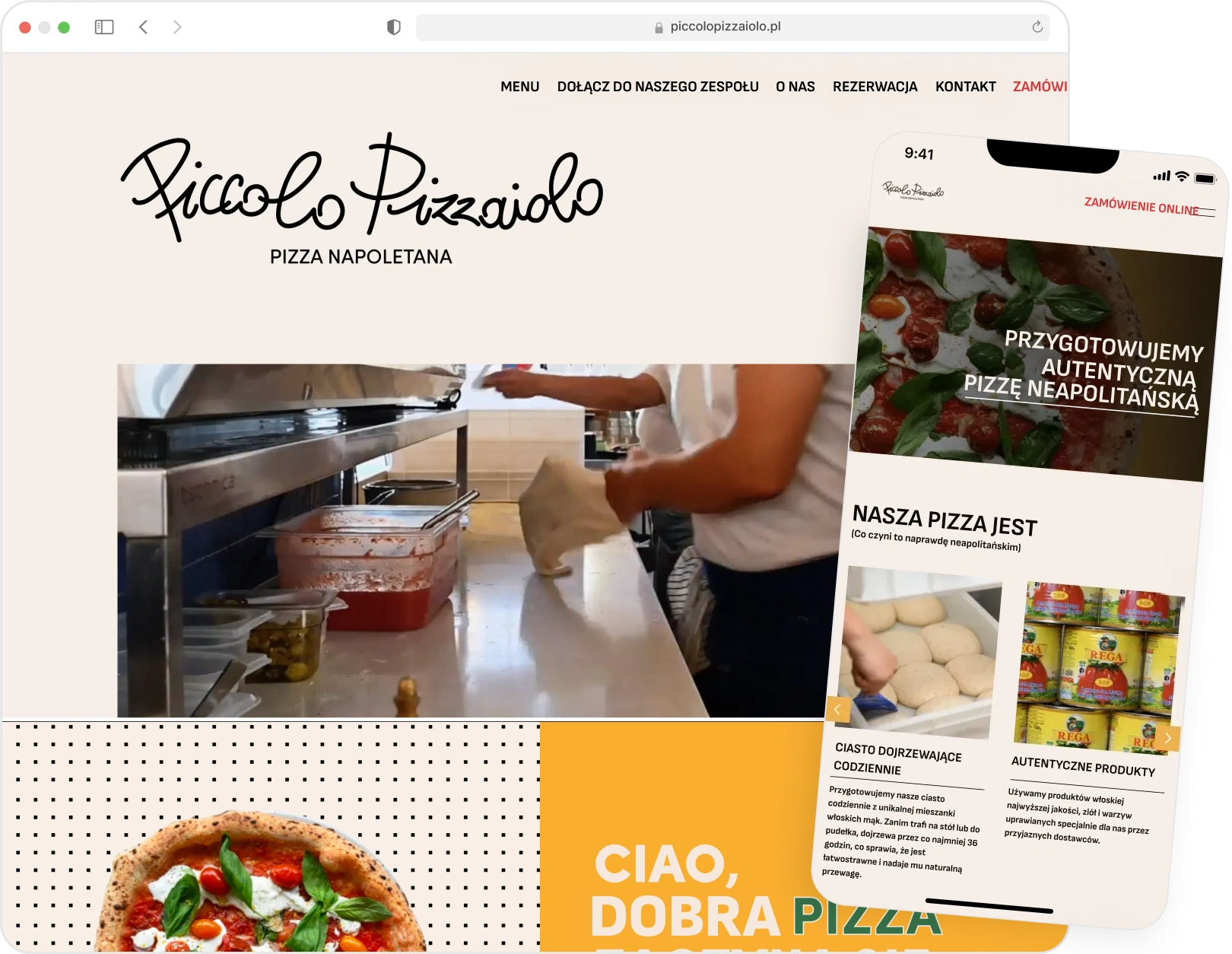 Zrzut ekranu strony internetowej Pizzerii