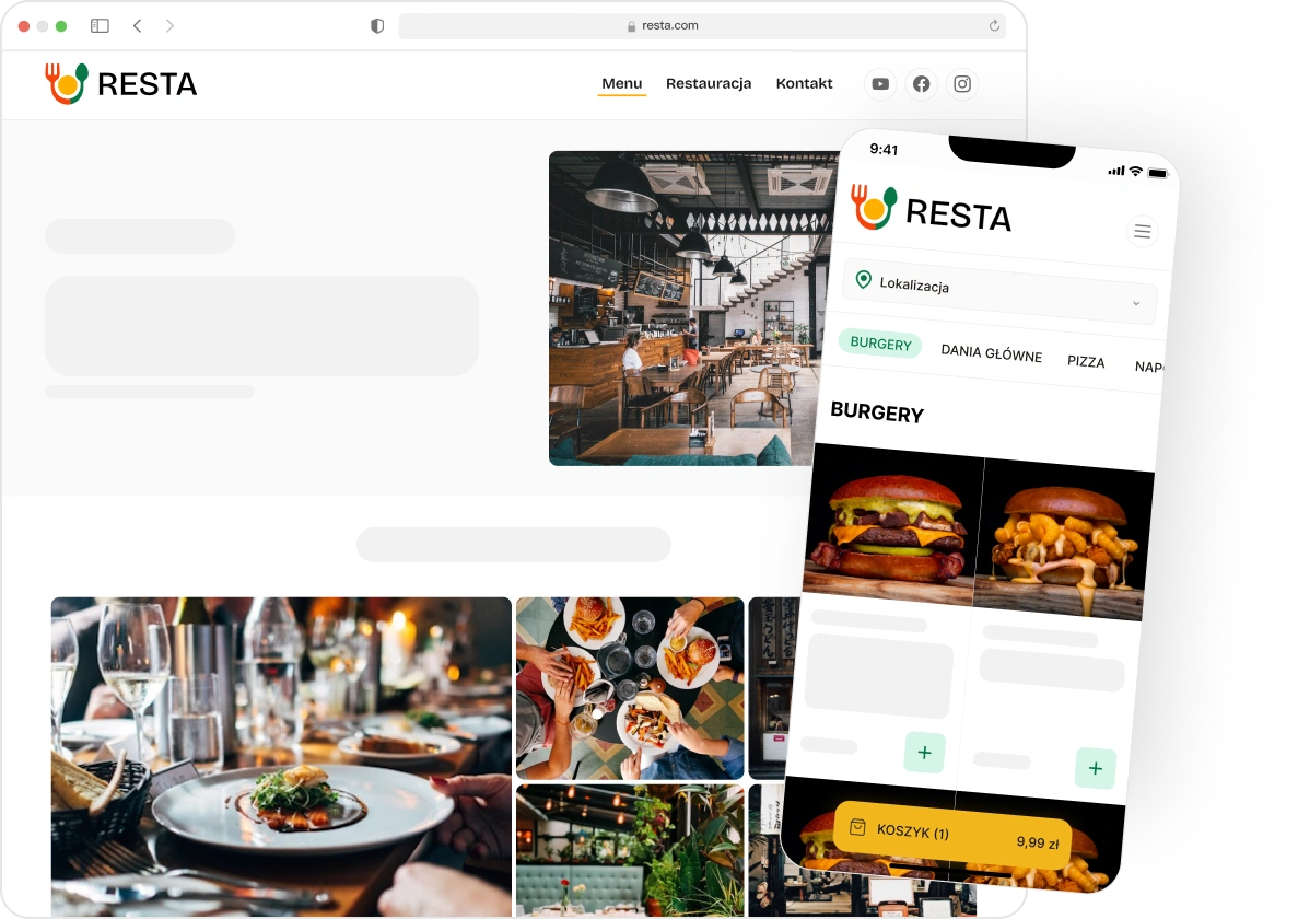 Zrzut strony internetowej, zdjęcia menu 