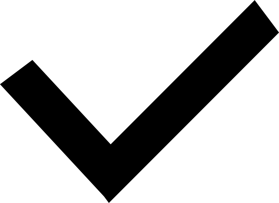 Black check mark symbol on transparent background.