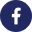 Facebook icon button with white lowercase 'f' on a blue rounded square background.