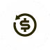 Circular arrow surrounding a dollar sign symbol inside a white circle.