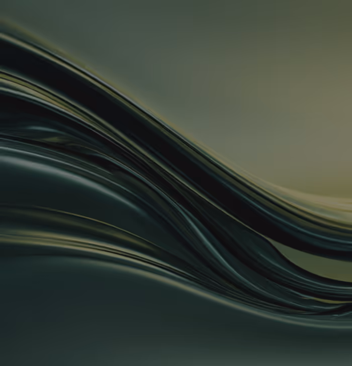 Abstract smooth dark green and black flowing wave-like shapes on a gradient background.