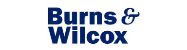 Burns & Wilcox company name text logo in blue.