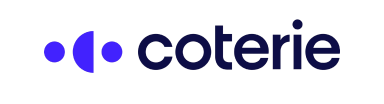 Coterie company logo with stylized dots and text.