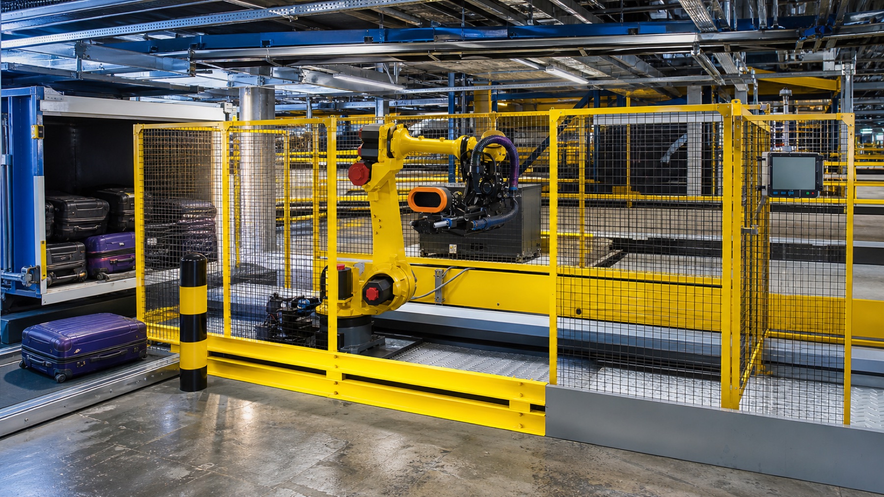 Journey Robotics industrial robot within a yellow safety cell