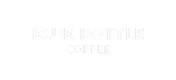 Blue Bottle Coffee wordmark logo with 'BLUE BOTTLE' above and 'COFFEE' below in white text on black background.