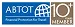 ABTOT logo with a small UK flag and text celebrating 10 years of travel accreditation.