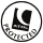White crescent moon partially over a white star on a black background with text below.