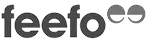 Feefo company logo in lowercase letters with three small circular shapes above the last letter.