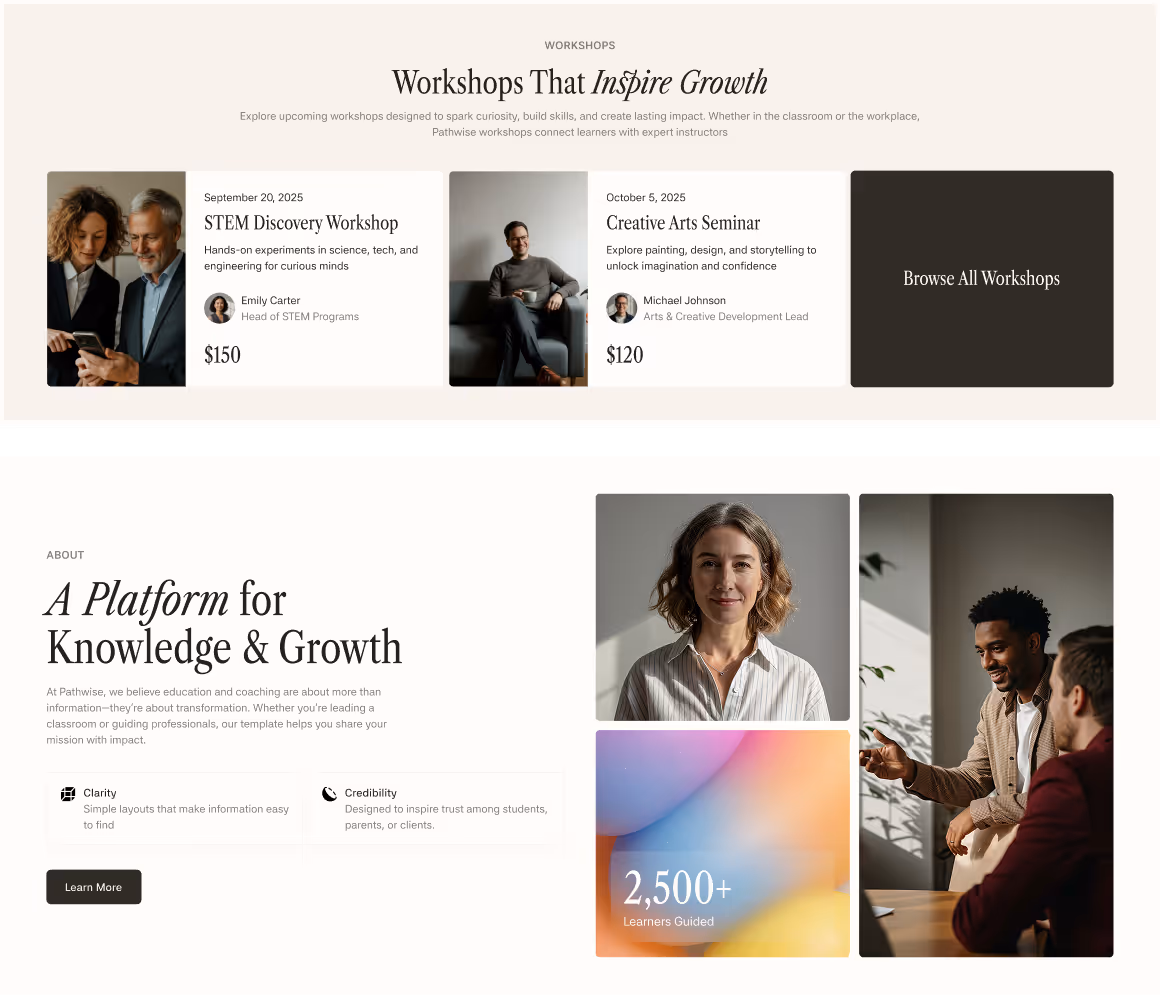 Schools Coaching Webflow template 
