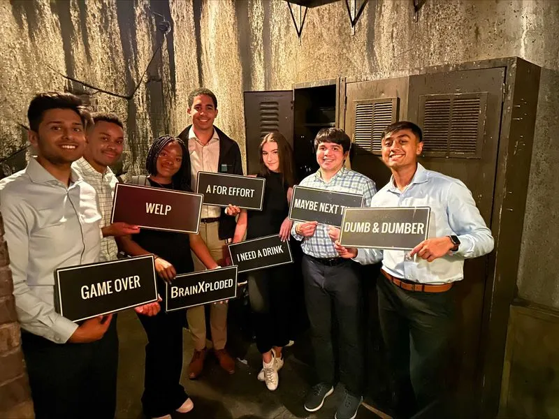 Group of interns at Escape Room event