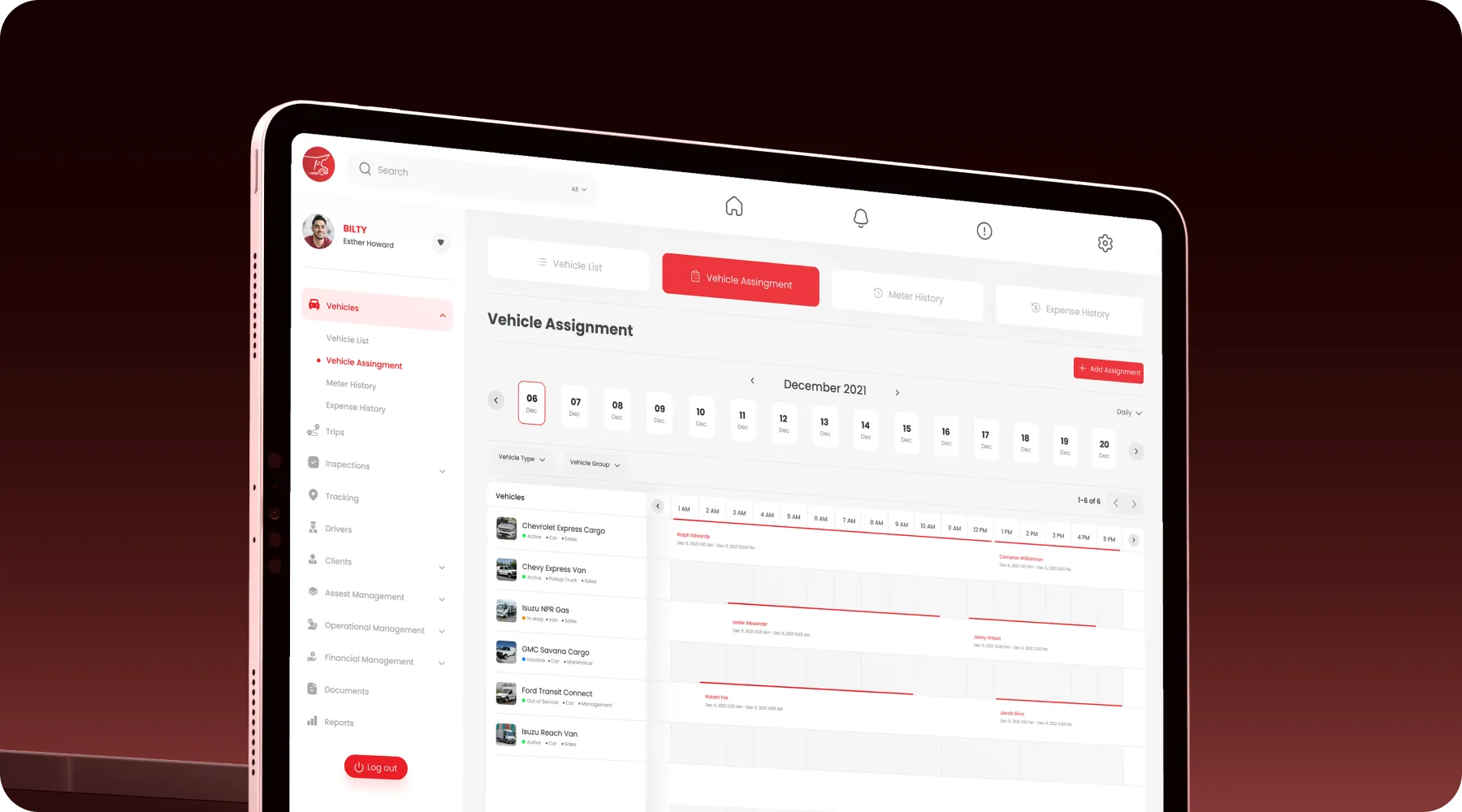 Mobile phone and tablet displaying BILTY app with dashboard and service options for vehicle rentals and material transport.