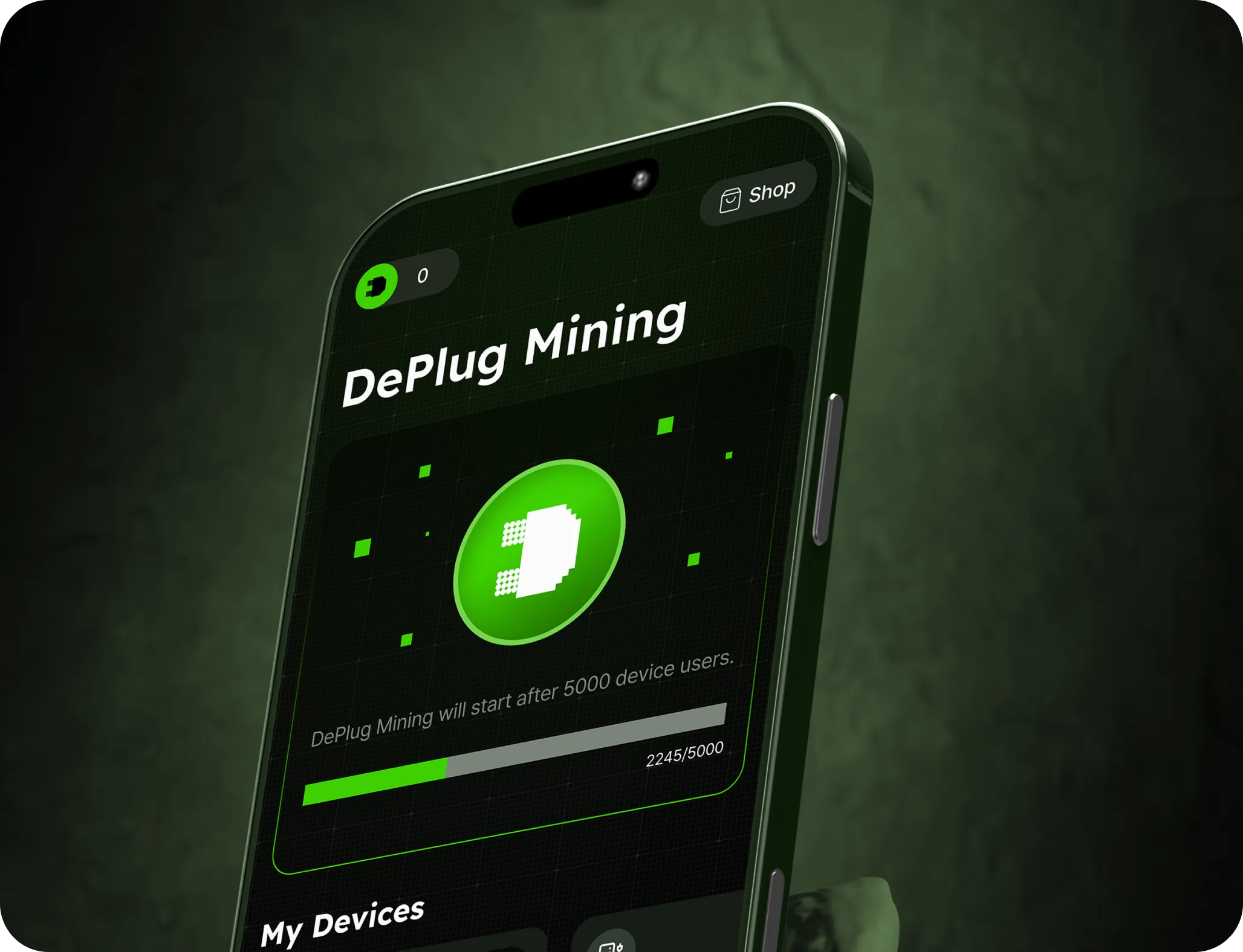 Collage featuring a smartphone with DePlug app icon, website design with DePlug branding, a green DePlug logo grid, Phantom and Metamask wallet icons, and a stylized portrait of a man in green and black tones.