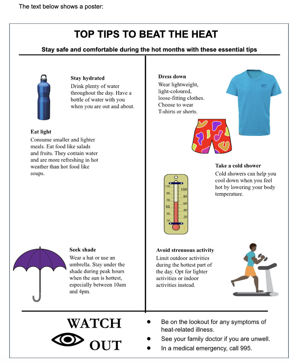 An image of an example of PSLE’s visual text comprehension that combines visuals and words (e.g., posters, infographics, advertisements)