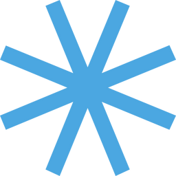 Blue asterisk symbol with eight thick spokes radiating from the centre.