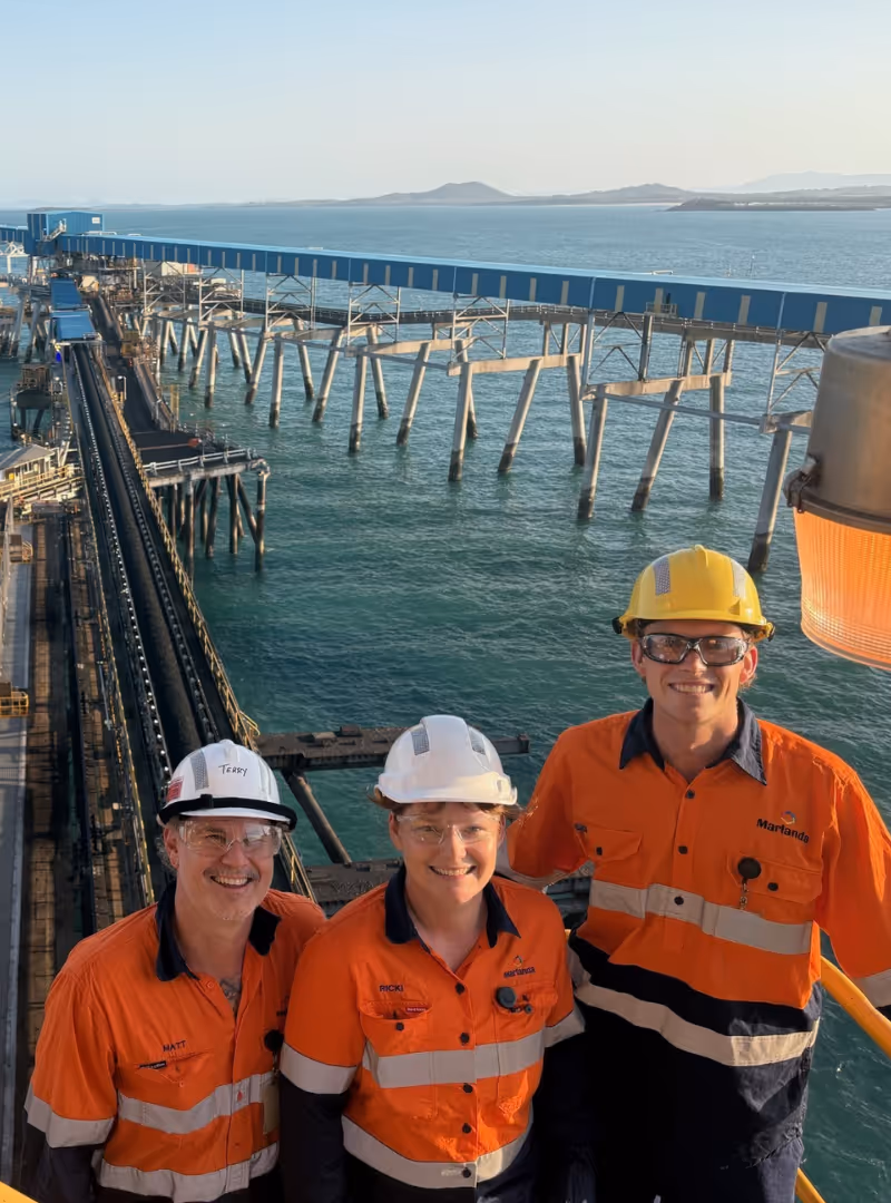 3 marlanda team members standing on site in hi viz gear