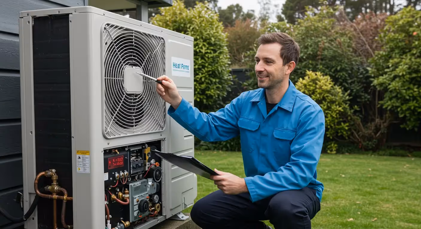 HVAC technicians installing new heating system.