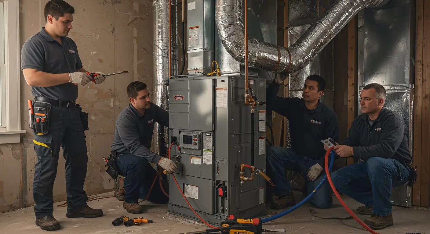 Woman adjusting controls on a water heater.